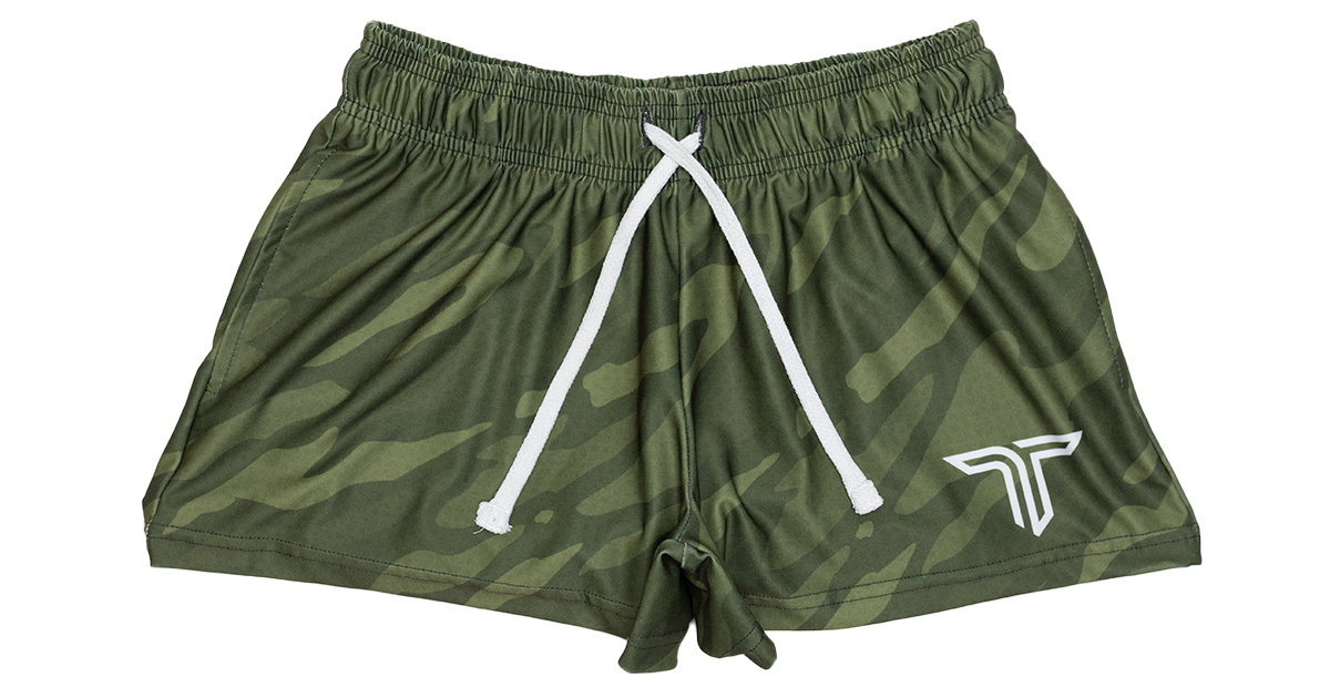 Green Ghost Camo Women's Gym Shorts (3 Inseam) – Takedown Sportswear