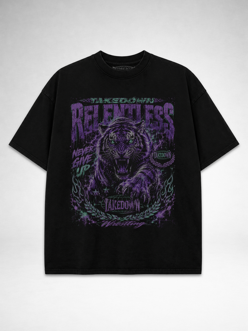Takedown Oversized Tee - Relentless Tiger Neon - Black