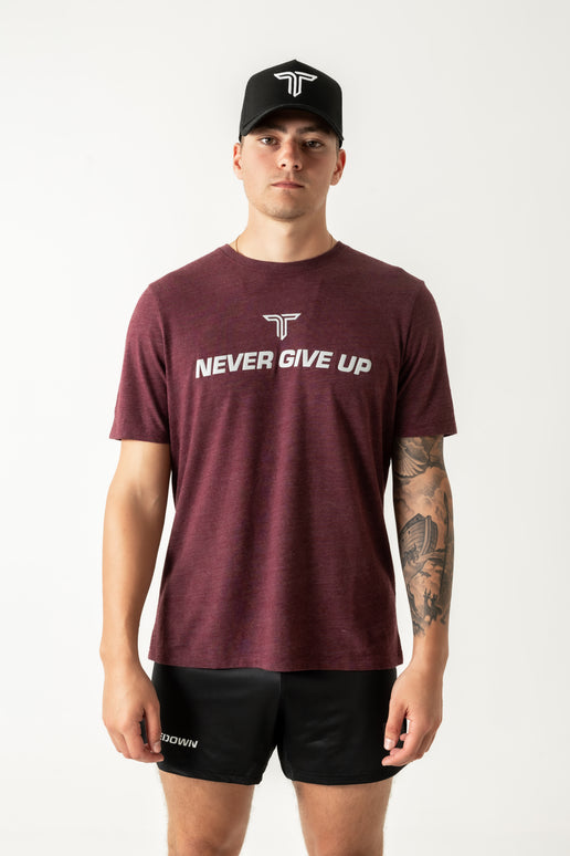 Never Give Up Triblend T-Shirt - Maroon