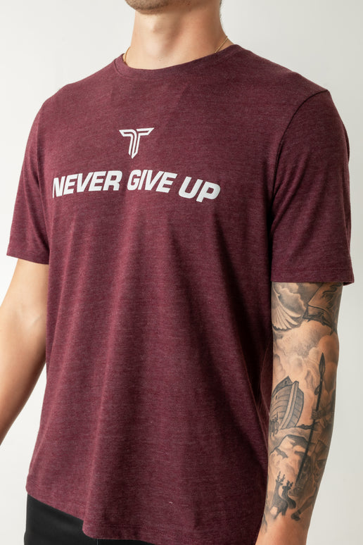 Never Give Up Triblend T-Shirt - Maroon