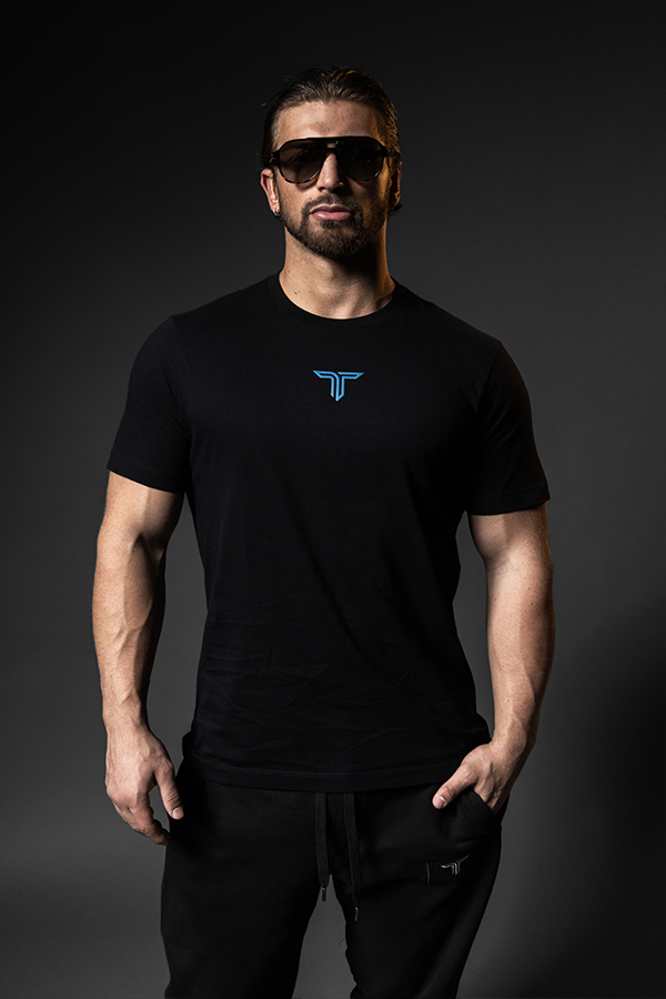 Essential T-Shirt - Blue Icon - Black