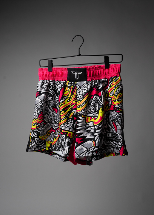 Youth Iron Dragon Fight Shorts - Magenta