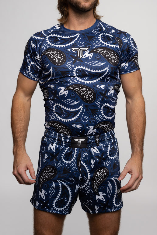 Bandana Blue Fight Kit (Fight Short & Rashguard Bundle)