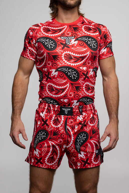 Bandana Red Fight Kit (Fight Short & Rashguard Bundle)