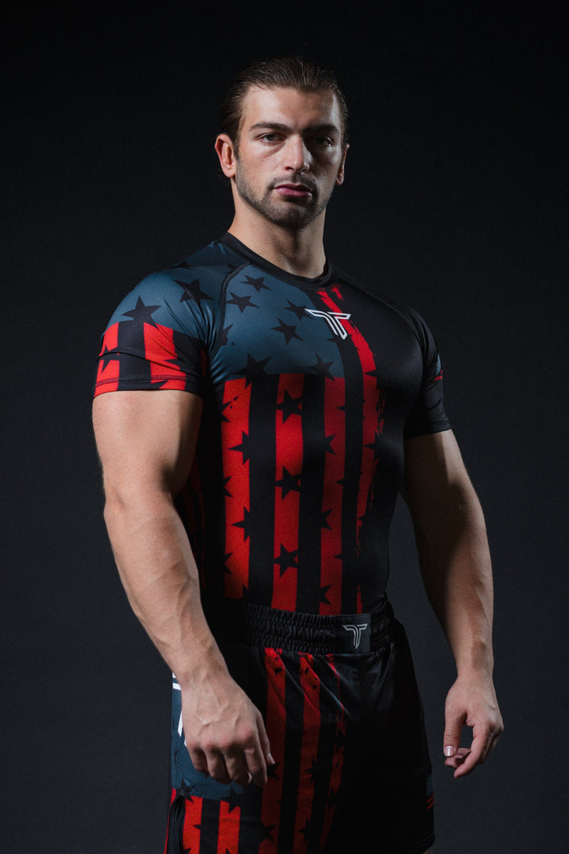 Stars & Stripes Short-Sleeve Rashguard - Black