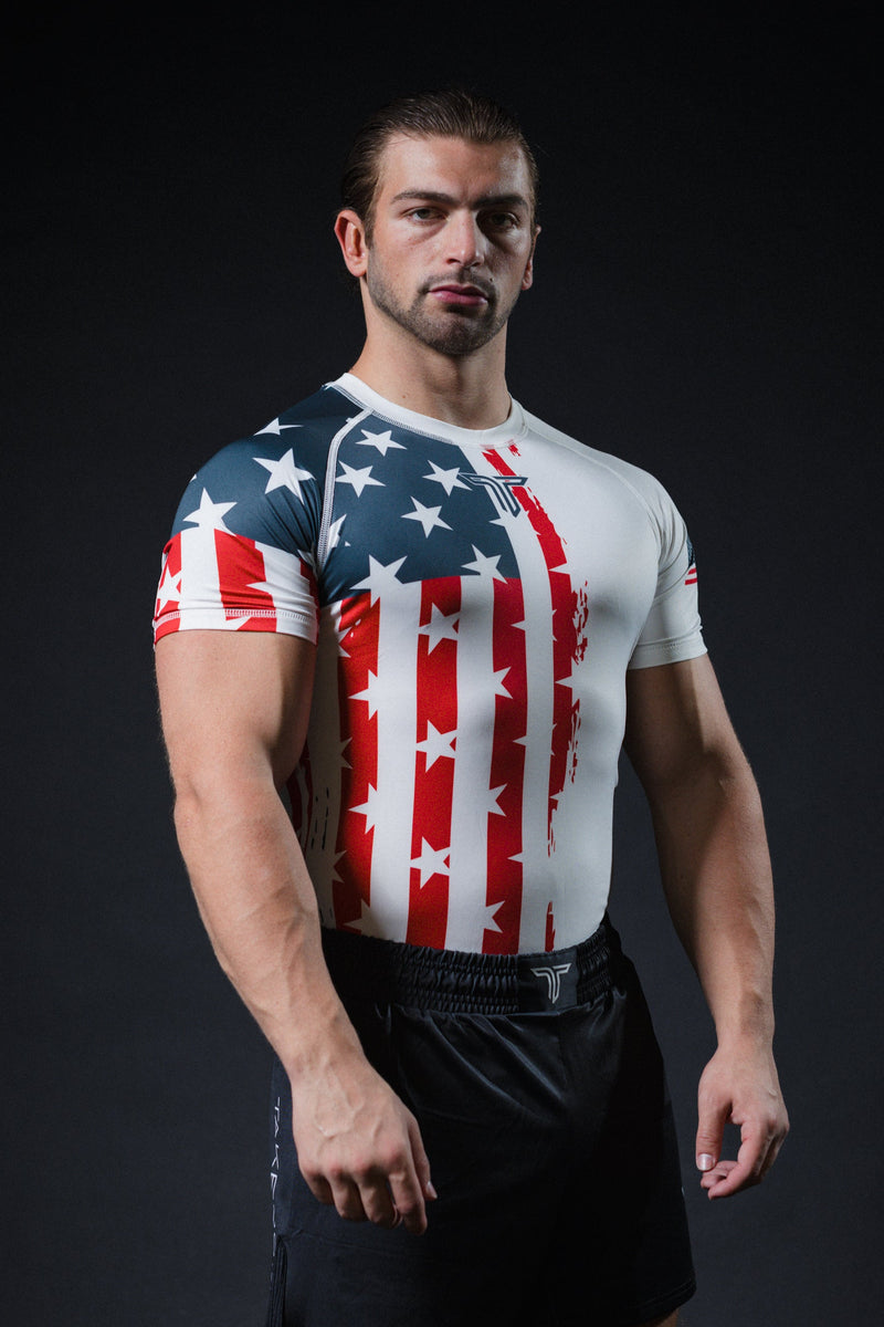 Stars & Stripes Short-Sleeve Rashguard - White