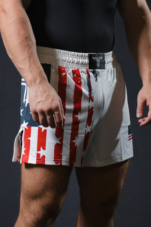 Stars & Stripes Fight Shorts (5”&7“ Inseam) - White
