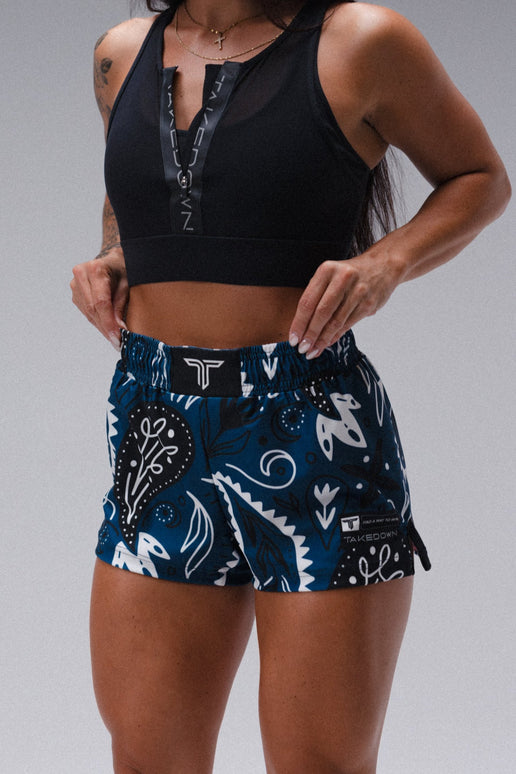 Bandana Women's Fight Shorts (3” Inseam) - Blue