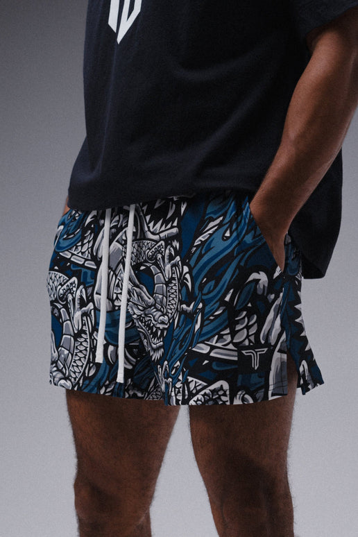 Iron Dragon Gym Shorts (5” & 7” Inseam) - Blue