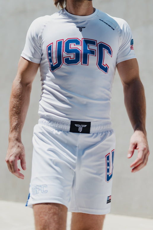 USFC White Fight Kit (Fight Short & Rashguard Bundle)