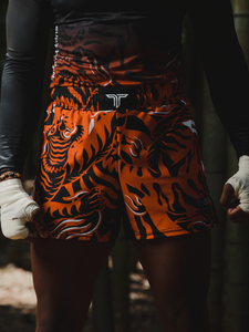 'Tiger Fight' Fight Shorts - Caution Orange (5"&7" Inseam)
