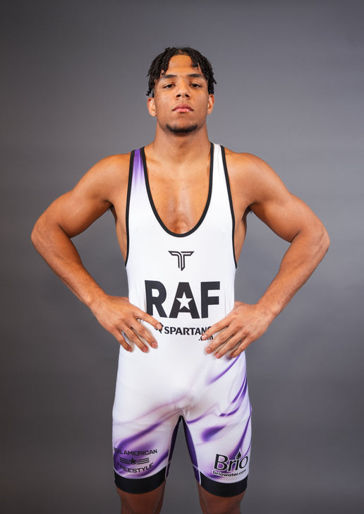RAF09 Wrestling Men's Singlet - White Purple