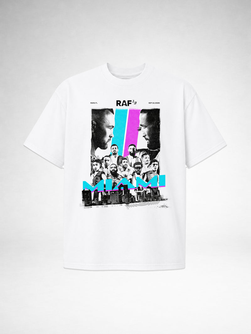 RAF13 Oversized Tee - Miami Showdown Tee - White