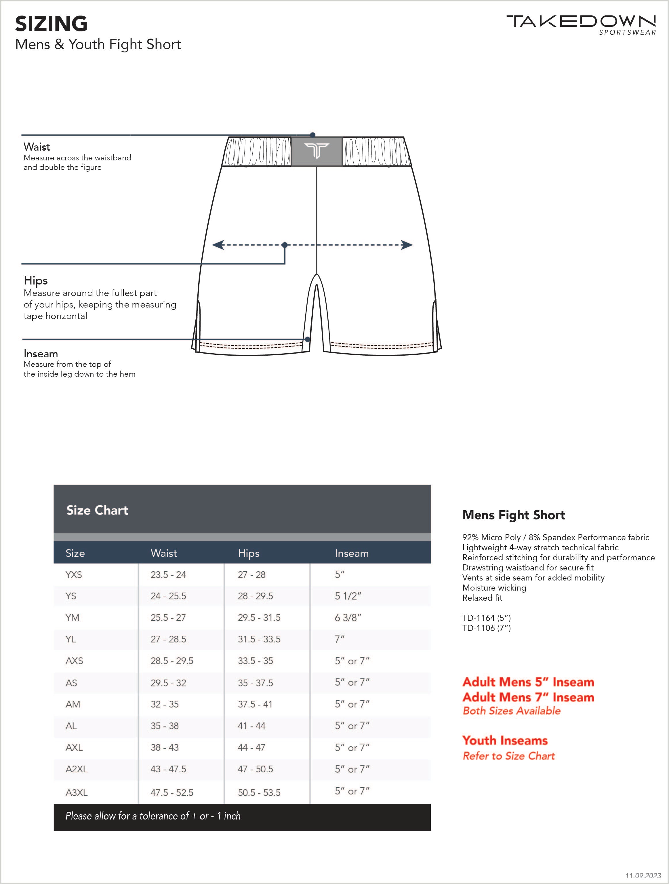 Warrior Chief Fight Shorts (5"&7“ Inseam) Takedown Sportswear