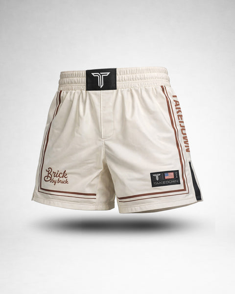 Brick By Brick Fight Shorts - Vintage White (5