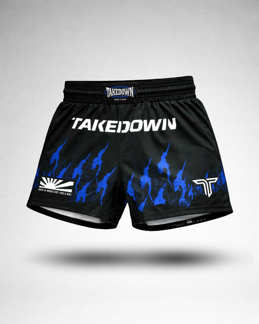 Relentless Flames Fight Shorts (5” & 7” Inseam) - Blue
