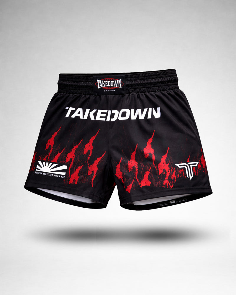 Relentless Flames Fight Shorts (5” & 7” Inseam) - Red