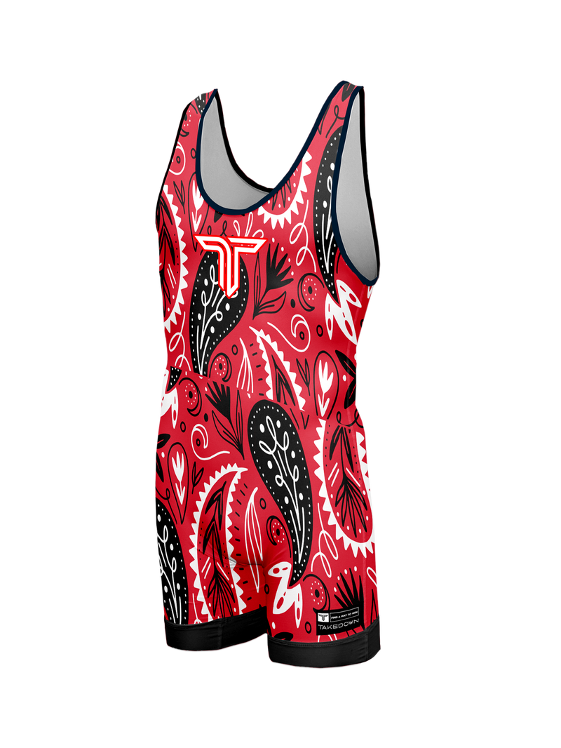 Bandana Wrestling Singlet - Red