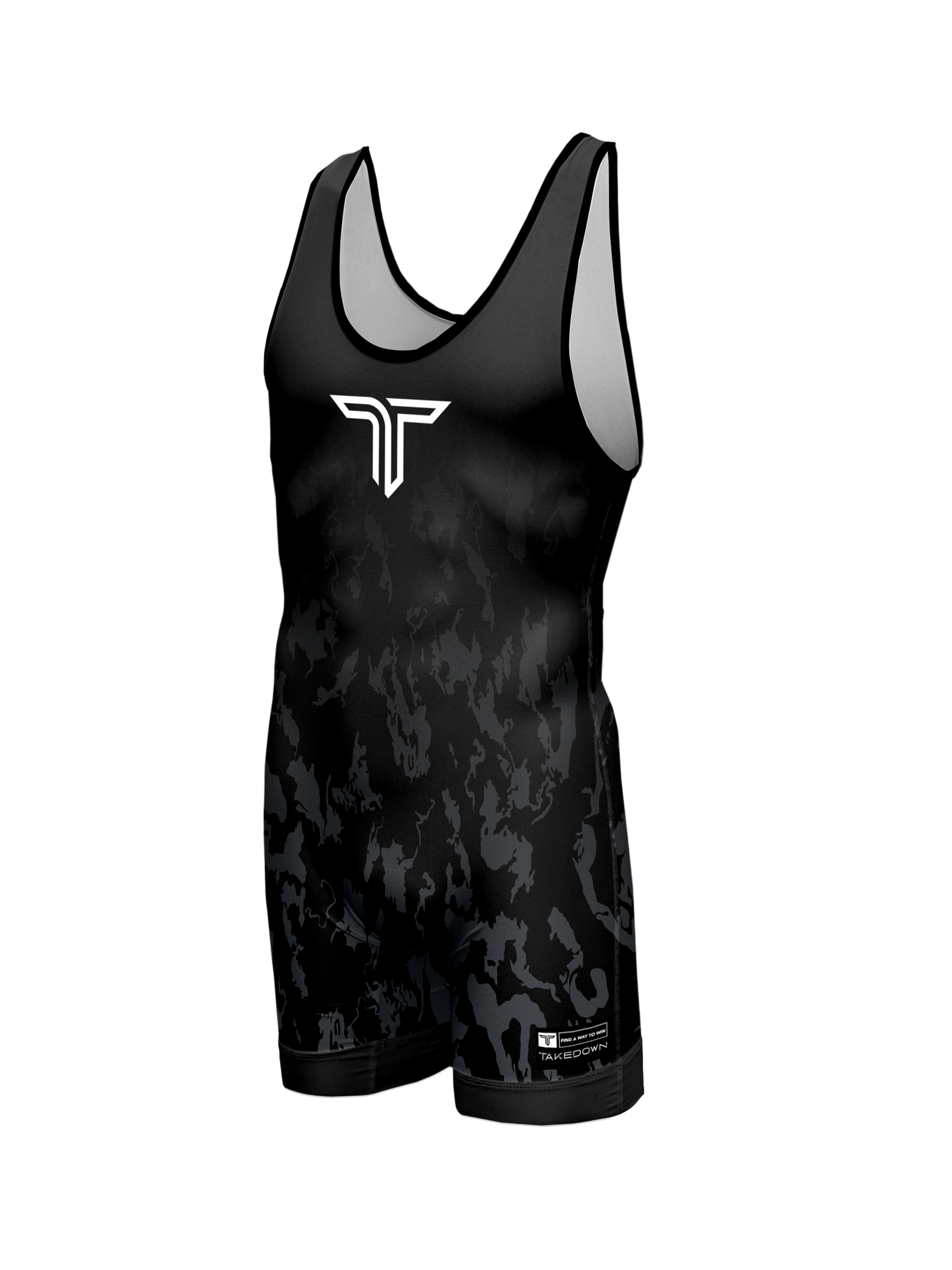 Particle Camo Black Wrestling Singlet M Mens