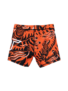 'Tiger Fight' Women's Compression Shorts - Caution Orange (4" Inseam)
