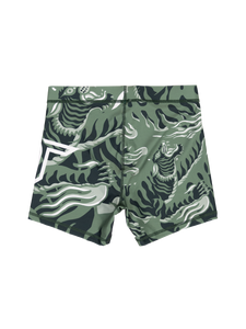 'Tiger Fight' Women's Compression Shorts - Moss Green (4" Inseam)