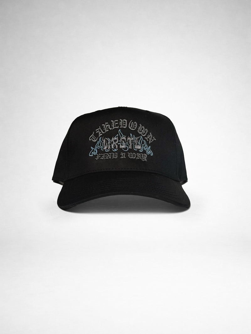 Takedown Wrestle Flames A-Frame Snapback Hat - Black
