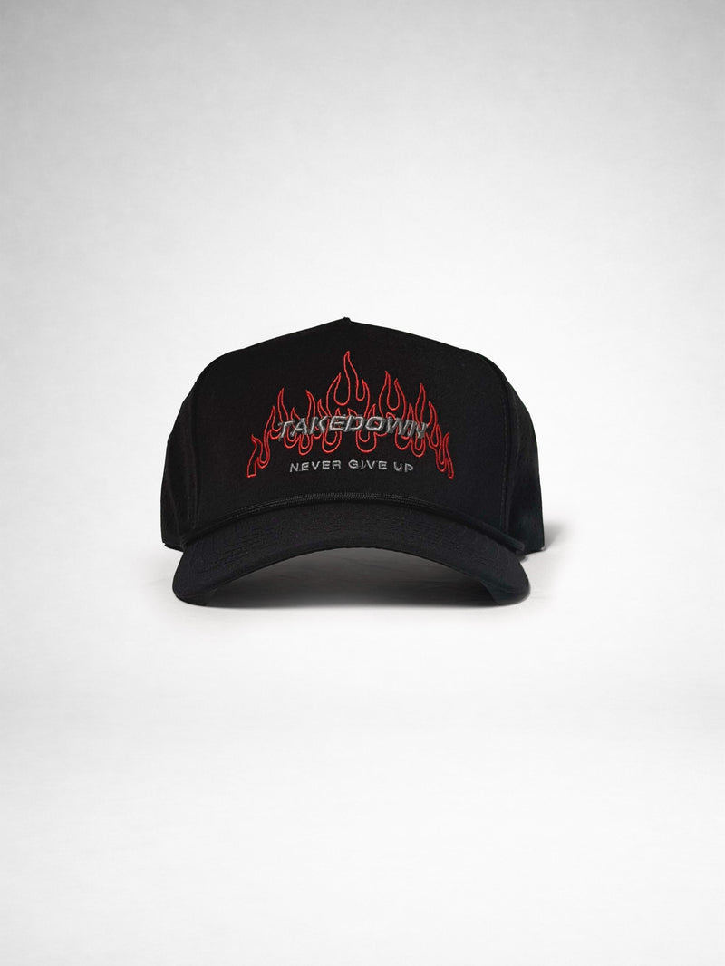 Takedown Flames Laser Mesh Performance Hat - Black