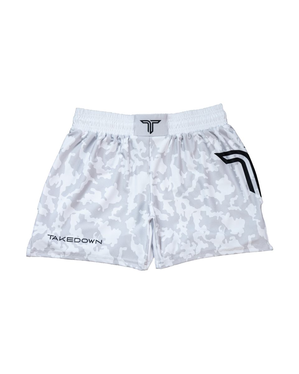 White Camo Fight Shorts (5"&7“ Inseam) Takedown Sportswear