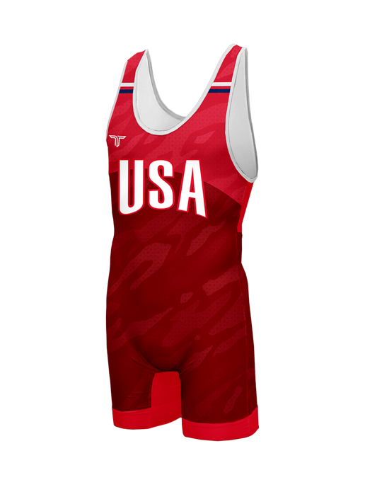 USA Ghost Camo Wrestling Singlet Takedown Sportswear