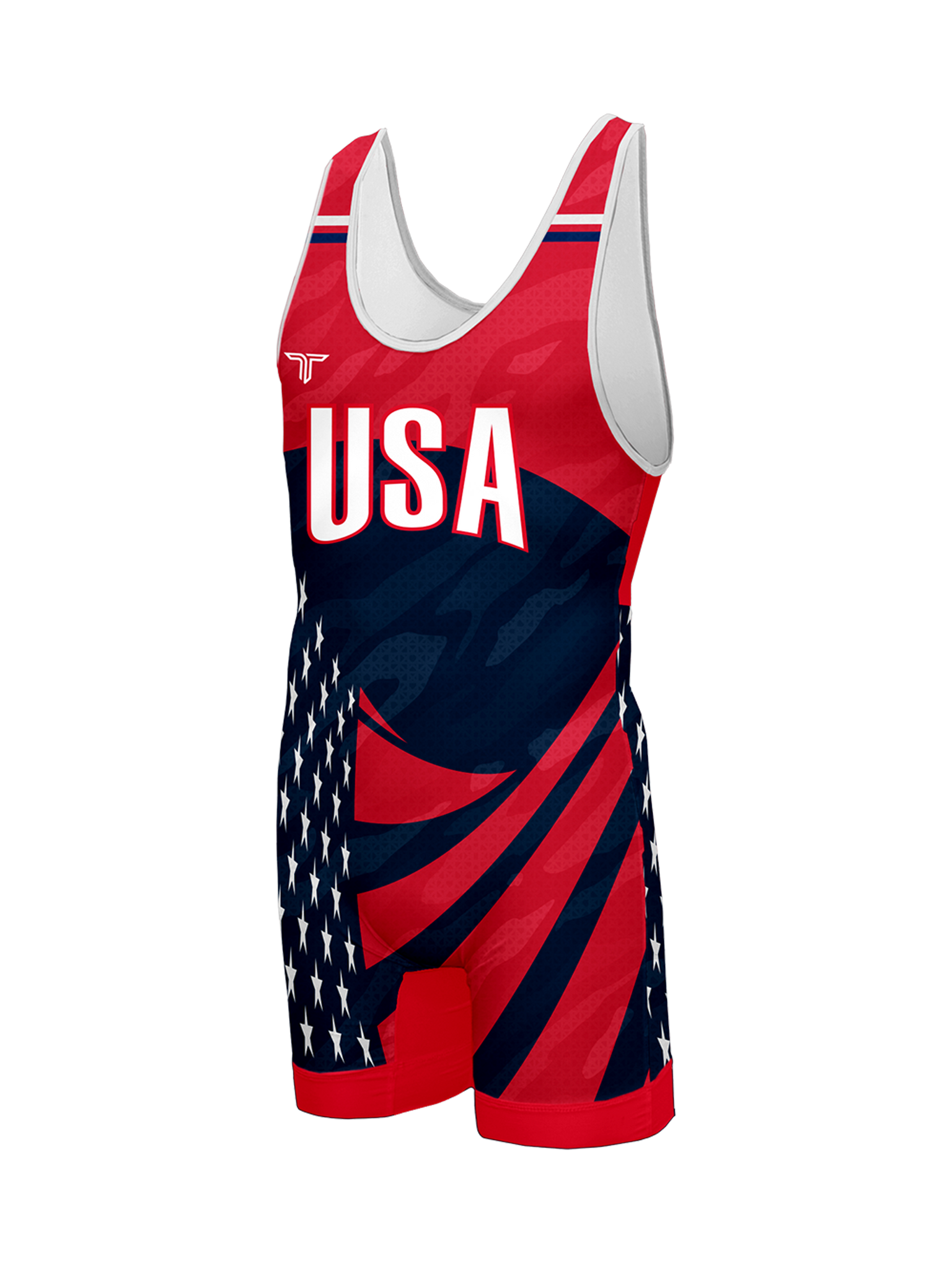 USA Waving Flag Wrestling Singlet