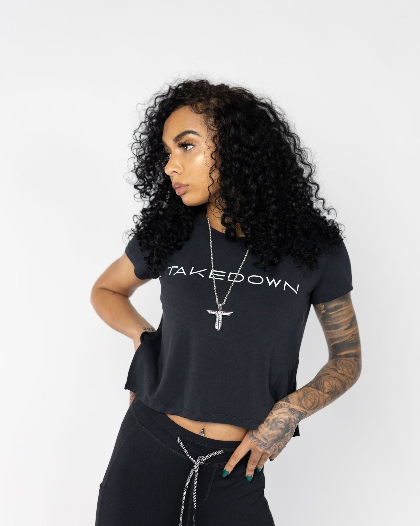 Cropped Logo Tee Black