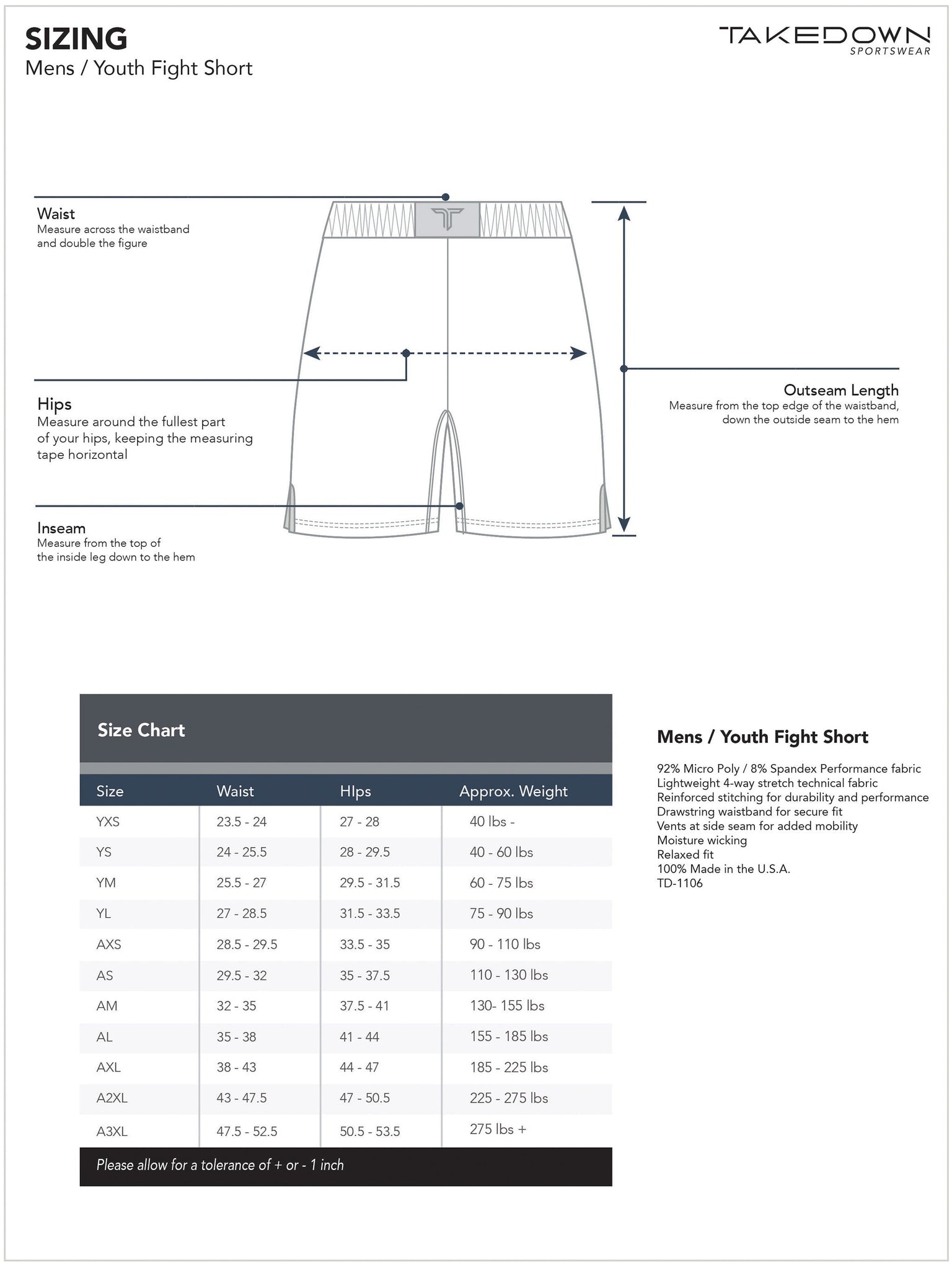 TD-FS-004 360° Custom Fight Shorts (5"&7“ Inseam)