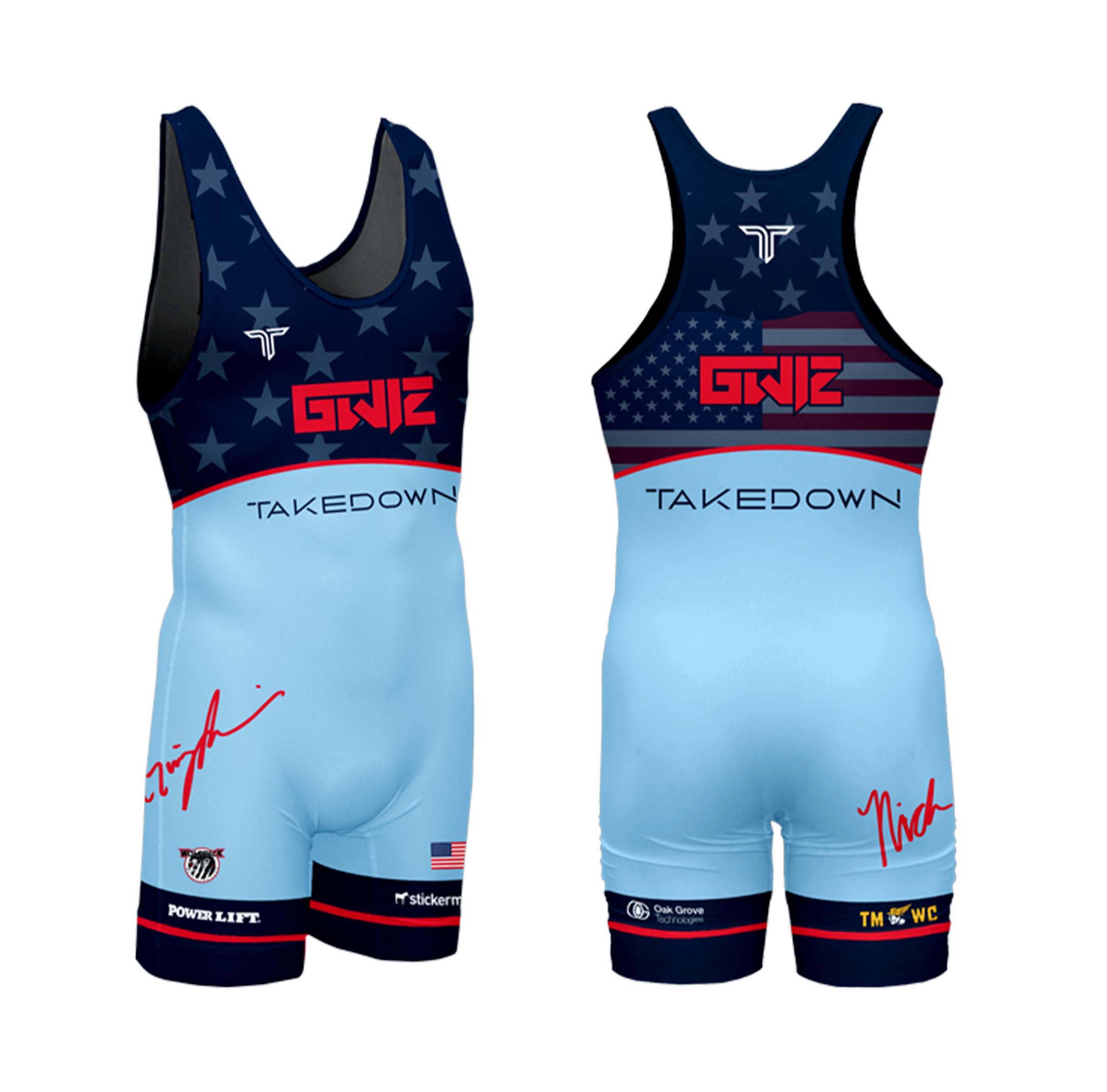 Gwiz Light Blue Competition Singlet Takedown Sportswear