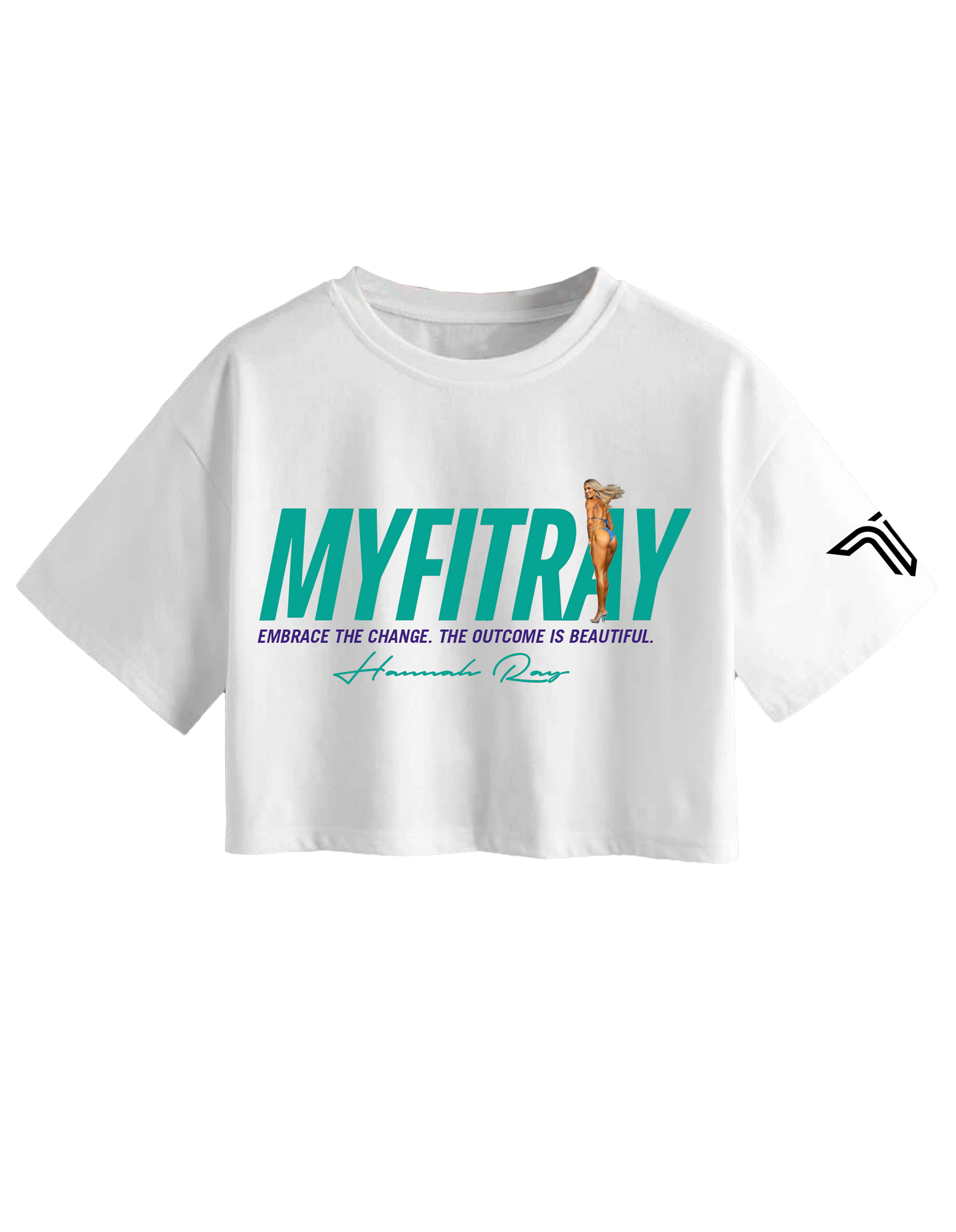 MyFitRay White Cropped T-Shirt