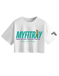 MyFitRay White Cropped T-Shirt