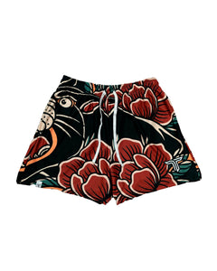 Floral Panther Mesh Rec Shorts