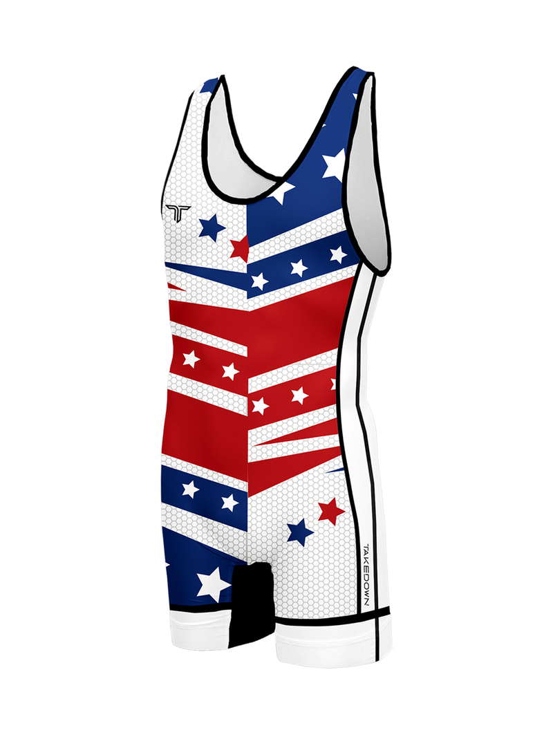 Star Spangled Wrestling Singlet - White