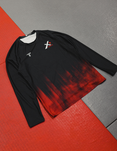 X3 Sports Long Sleeve Raglan Shirt - Black Fire